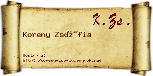 Koreny Zsófia névjegykártya